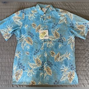 Reyn Spooner Hawaiian Shirt Mens XXL Short Sleeve Tropicana Denim Blue Color NWT